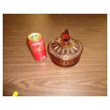 AMBER GLASS CANDY DISH