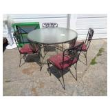 PATIO GLASS TOP TABLE & 4 CHAIRS / ST