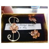 STERLING SILVER EARRINGS  & PIN