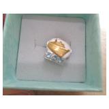 10KT GOLD JEFF BOAT PIN / AGUAMARINE STONES