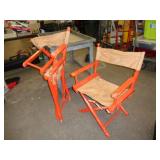 2 - FOLDING WOOD & CANVAS CHAIRS