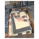 RED, WHITE & BLUE DOUBLE WEDDING RING FULL SIZE