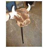 BULL RIDING STICK PLUSH TOY / MAKES MOO SOUND