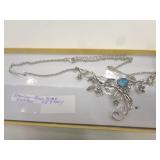 STERLING SILVER NECKLACE W BLUE TOPAZ STONE