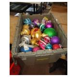 HINGED LID TOTE FULL OF XMAS ORNAMENTS