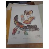 DON ENSOR TOY TRAIN & HORSE PRINT 17X23
