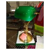 GLASS SHADE BANKERS DESK LAMP