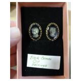 BLACK CAMEO EARRINGS