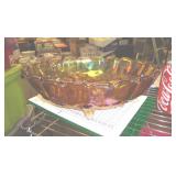 CARNIVAL GLASS FOOTED  BOWL