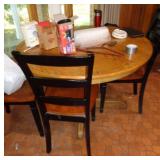 TABLE & 4 CHAIRS & LEAF 30"T X 46" ACROSS / K