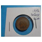 1902 DEFECT RIM INDIAN HEAD CENT