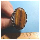 GERMAN SILVER RING - TIGER EYE SZ 6