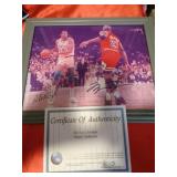 SIGNED 8X10 W COA -MICHAEL JORDAN & MAGIC JOHNSON