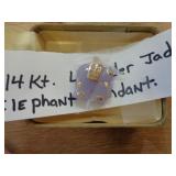 14KT GOLS & JADE ELEPHANT PENDANT