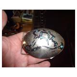 TURQUOISE INLAID BELT BUCKLE