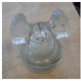 MICKEY MOUSE EARS GLASS INSULATOR / CHIPPED EAR