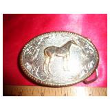 SILVERPLATED HORSE  BELT BUCKLE