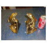 BRASS DOLPHIN BOOKENDS MARKED 1975 S.C.C.