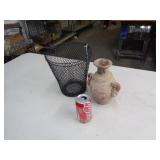 WIRE BASKET & POTTERY VASE