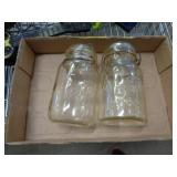 2 - ATLAS FRUIT JARS W GLASS LIDS