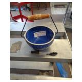 BLUE CROCK BOWL W HANDLE
