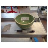 GREEN CROCK BOWL W HANDLE