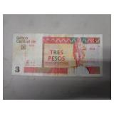 BANK NOTE CUBA TRES PESOS 2007