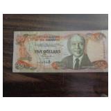 BANK NOTE   5 DOLLARS BAHAMAS 2001