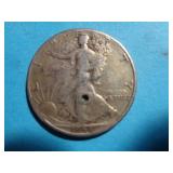 1944 WALKING LIBERTY HALF 90% SILVER / HOLE
