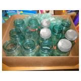 13 - BLUE GLASS FRUIT JARS