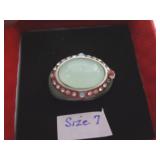LIA SOPHIA GREEN CABOCHON STONE RING SZ 7