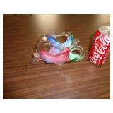 ART GLASS NAPKIN HOLDER / HAS STRESS CRACK