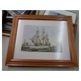 14"X16" FRAMED SAILING SHIP PRINT