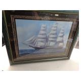 26" X 32" SAILING SHIP FRAMED PRINT
