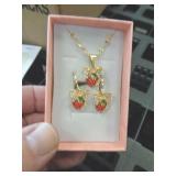 STRAWBERRY NECKLACE & EARRING SET