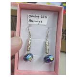 STERLING SILVER LAMP GLASS EARRINGS