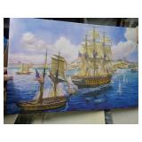 15" X 24" SHIPS ON CANVAS