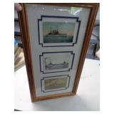 SHIP POSTCARDS IN FRAME 12" X 22"