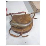 BLACK POWDER LEATHER POUCH W HORN & EXTRAS