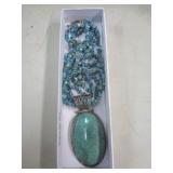 STERLING SILVER & STONE NECKLACE