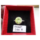 COSTUME RING SZ 8 PERIDOT