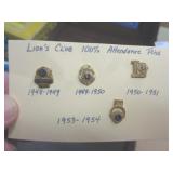 LIONS CLUB ATTENDANCE PINS