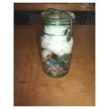 FRUIT JAR OF MARBLES