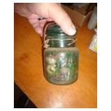BLUE GLASS TOP FRUIT JAR