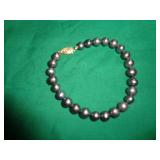 14KT GOLD & TAHITIAN PEARL BRACELET 3"