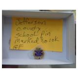 GOLD FILLED JEFF CO. SCHOOL PIN