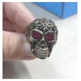 STERLING SILVER SKULL RING SZ 13.5