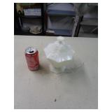 MILK GLASS COVERED CANDY BOWL