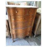 TIGER OAK SERPENTINE CHEST OF DRAWERS 48' T / ST