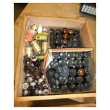 WOOD BOX OF ELECTRICAL ITEMS
